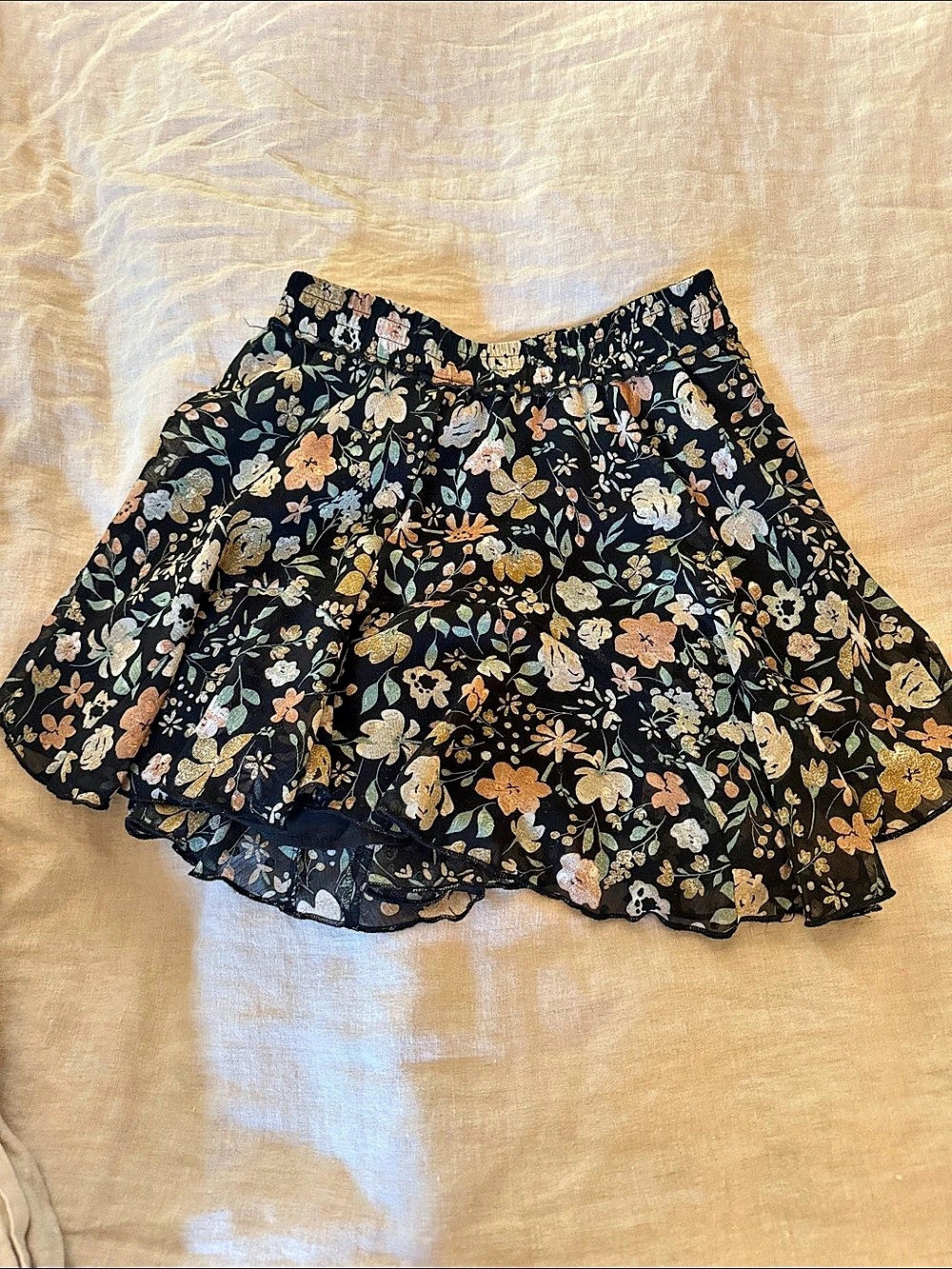 Floral Circle Skirt in Black & Multicolor